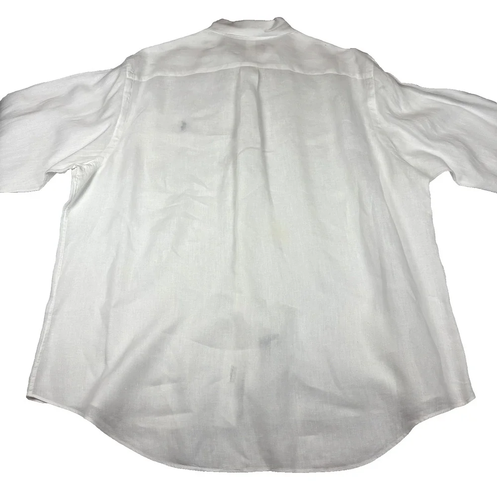 POLO RALPH LAUREN MEN'S CLASSIC FIT LINEN BUTTON DOWN SHIRT WHITE SIZE 2XL